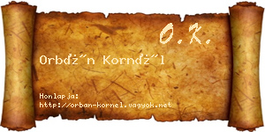 Orbán Kornél névjegykártya