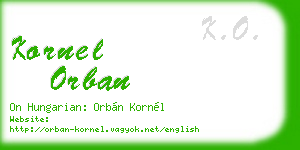 kornel orban business card