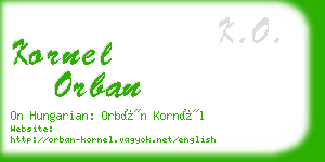 kornel orban business card